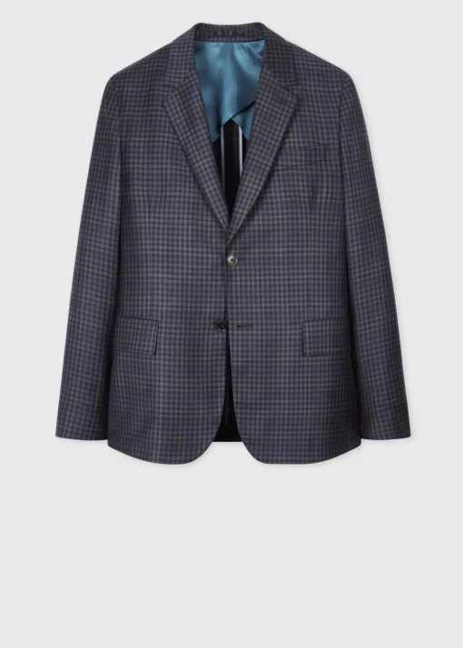 Dark Purple Check Wool Buggy-Lined Blazer