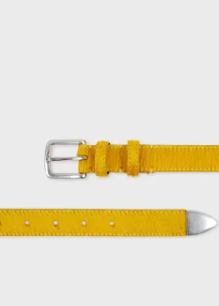 Mustard Textured Leather Belt