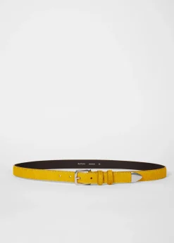 Mustard Textured Leather Belt
