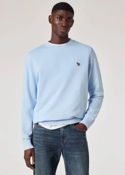 Sky Blue Cotton Zebra Logo Sweatshirt