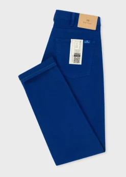 Tapered-Fit Royal Blue Garment-Dyed Organic Cotton-Stretch Jeans