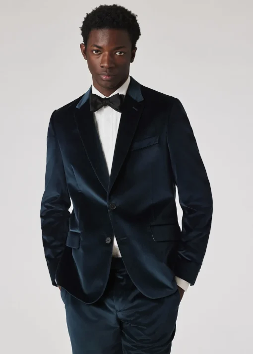 The Soho - Tailored-Fit Navy Velvet Blazer