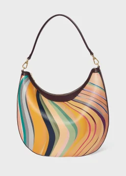 Women's 'Dusky Swirl' Leather Medium Round Hobo Bag