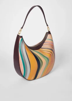 Women's 'Dusky Swirl' Leather Medium Round Hobo Bag