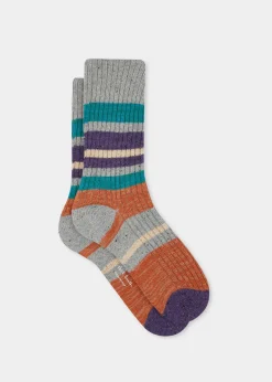 Women's Grey Speckled Stripe Socks
